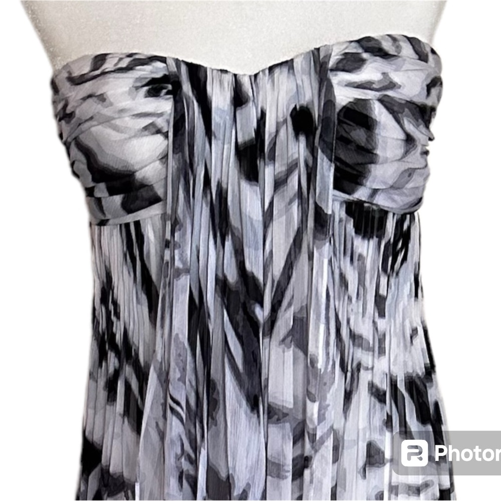 $890 NEW Halston Heritage Strapless Chiffon Silk Gown Train Dress SZ 8 /M Bridal - Picture 6 of 11